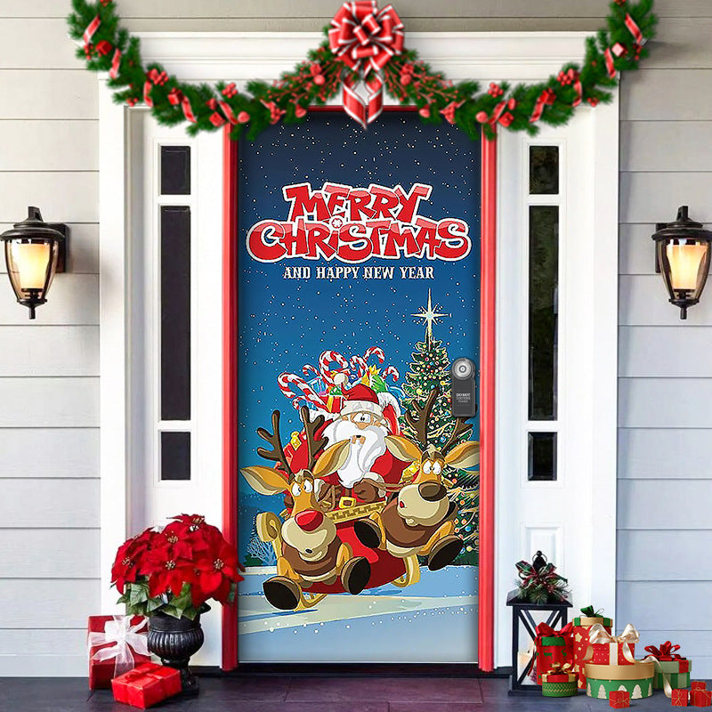 Christmas Forest Background Fabric Door Shelter Door Hanging New Year Party Decoration