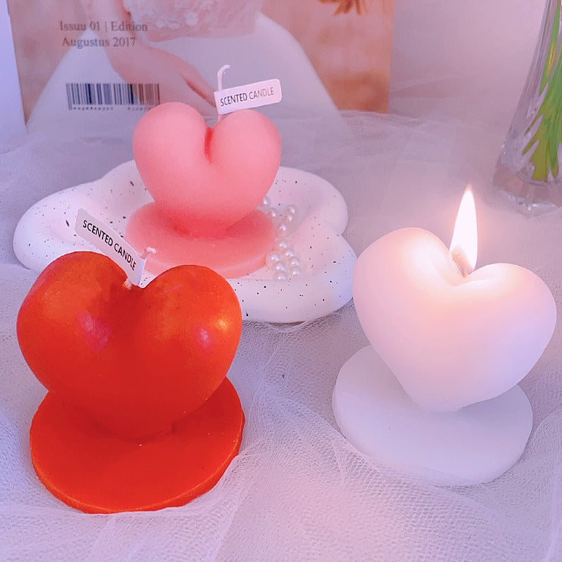 Chinese Valentine's Day Creative Standing Love Scented Candle Ornaments, Heart Shaped Candles, White Heart Candle, Red Heart Candle, Pink Heart Candle, Valentines Day Candles