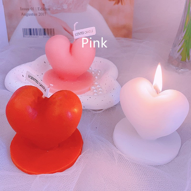 Chinese Valentine's Day Creative Standing Love Scented Candle Ornaments, Heart Shaped Candles, White Heart Candle, Red Heart Candle, Pink Heart Candle, Valentines Day Candles