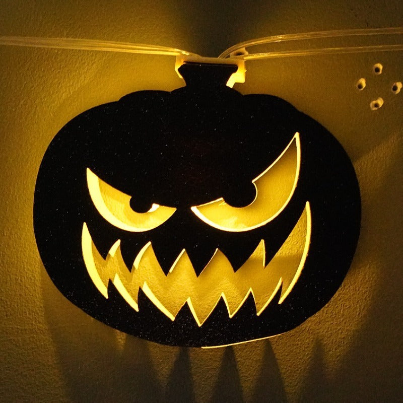 New Paper Halloween Decoration Electronic Lighting Chain Led Party Atmosphere Haunted House Props Pumpkin Shape