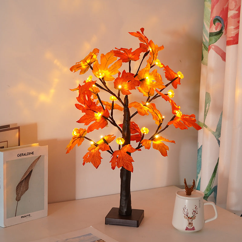 Led Thanksgiving Maple Leaf Pumpkin Scene Layout Decorative Lights