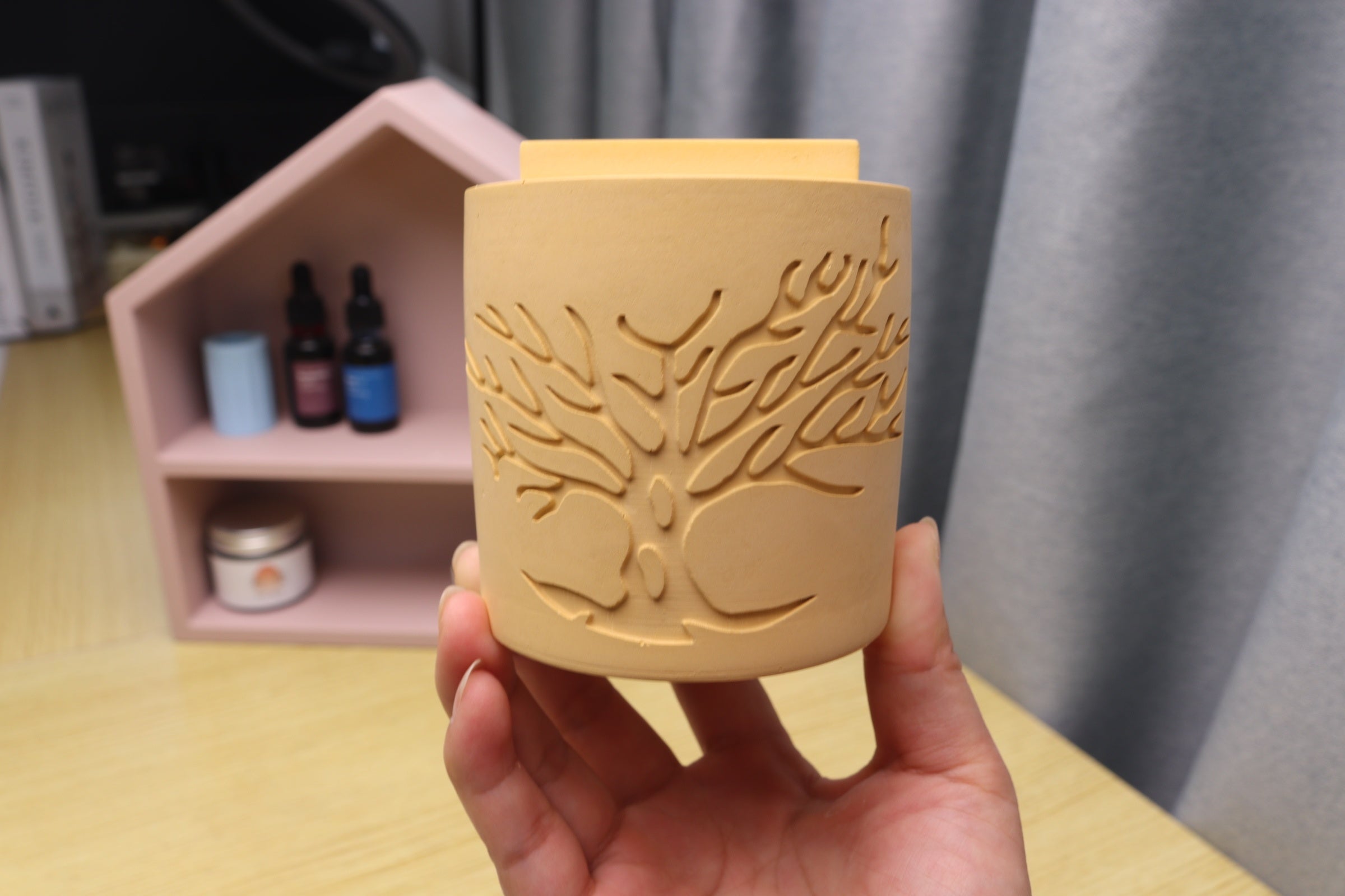 Nordic Style Cylindrical Tree Pattern Candle Cup Mold Creative Mold