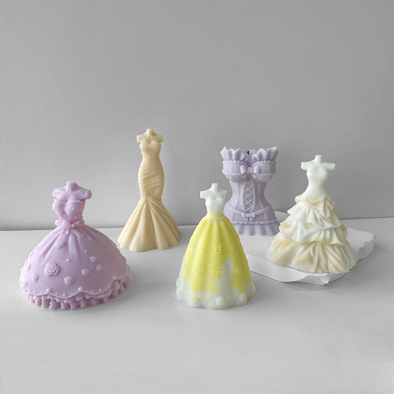 A Variety Of 3D Stereo Wedding Dress Mold DIY, Silicone candle molds, Christmas tree candle molds, Halloween pumpkin candle molds, Easter egg candle molds, Animal candle molds, Sea creature candle molds, Fruit candle molds, Geometric candle molds, Abstract candle molds, DIY candle making molds,