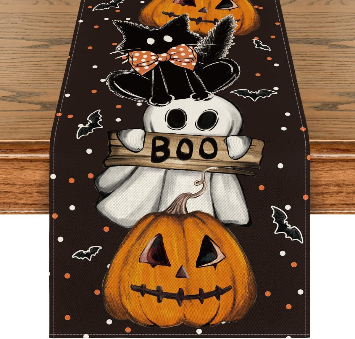 Halloween Skull Pumpkin Ghost Spider Kitchen Table Runner Indoor Outdoor Family Party