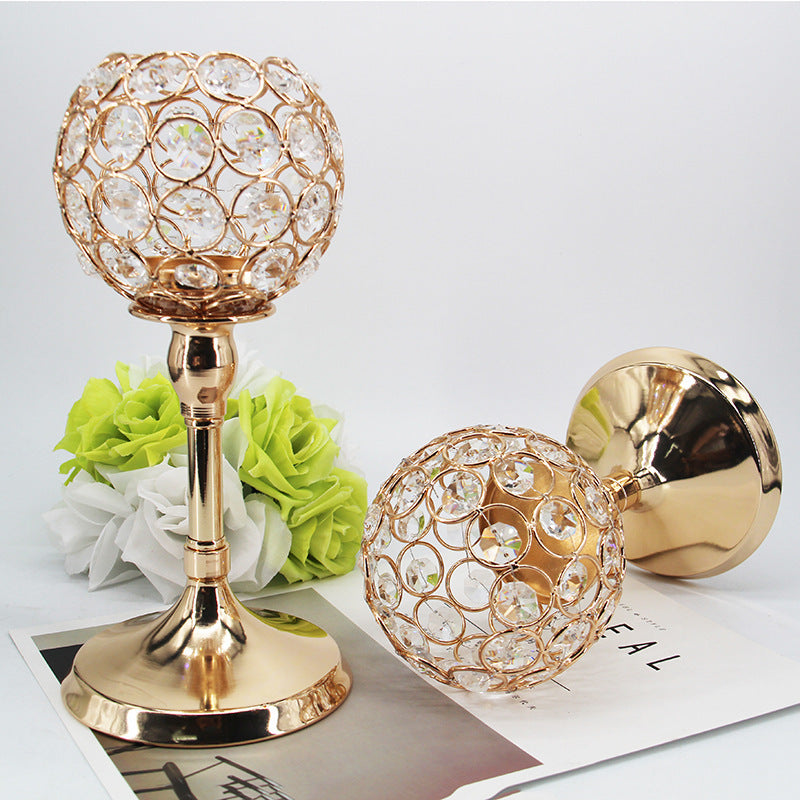 Creative golden crystal candle holder ornaments