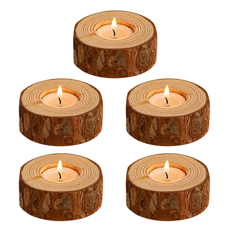 Simple Modern Pastoral Style Wooden Candle Holder