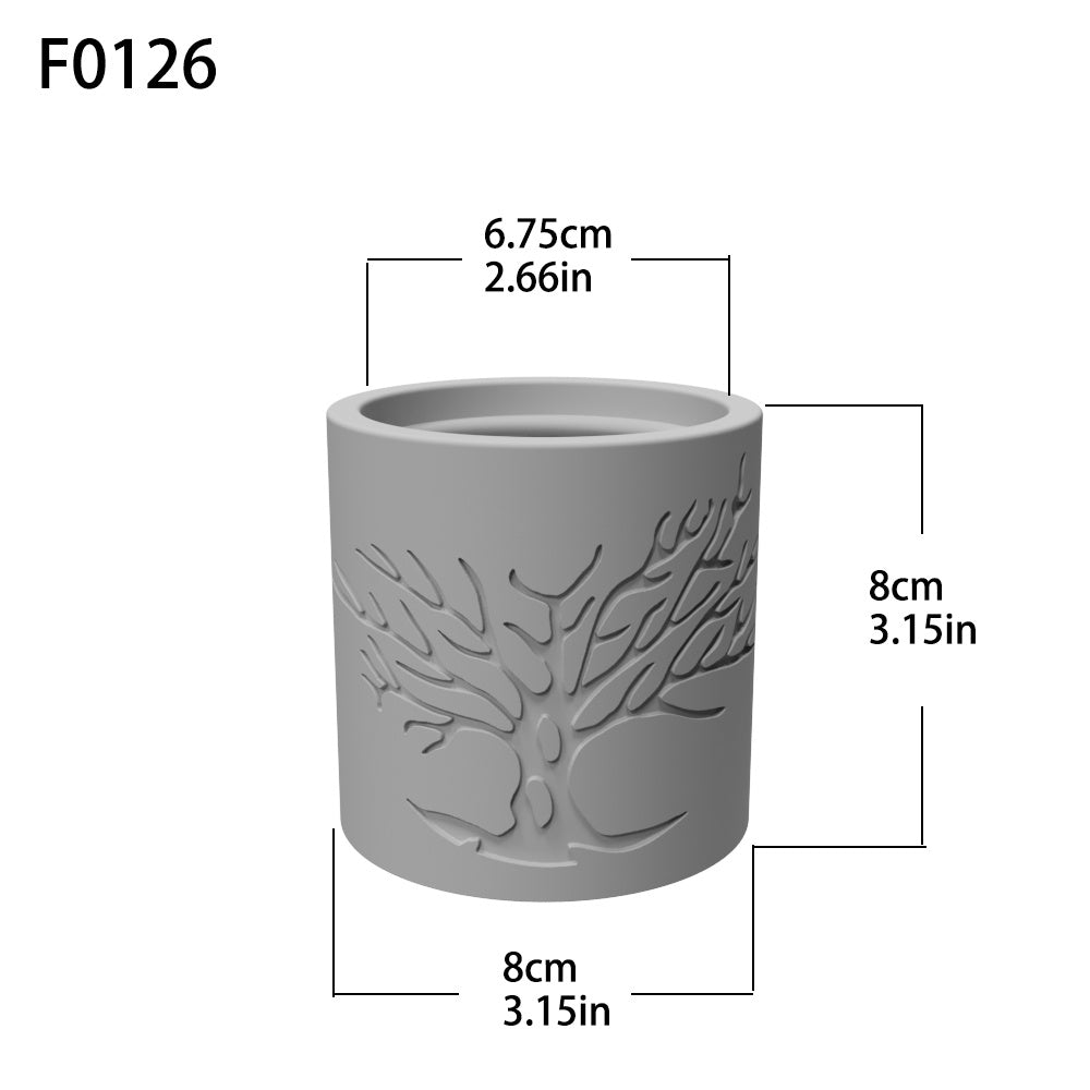 Nordic Style Cylindrical Tree Pattern Candle Cup Mold Creative Mold