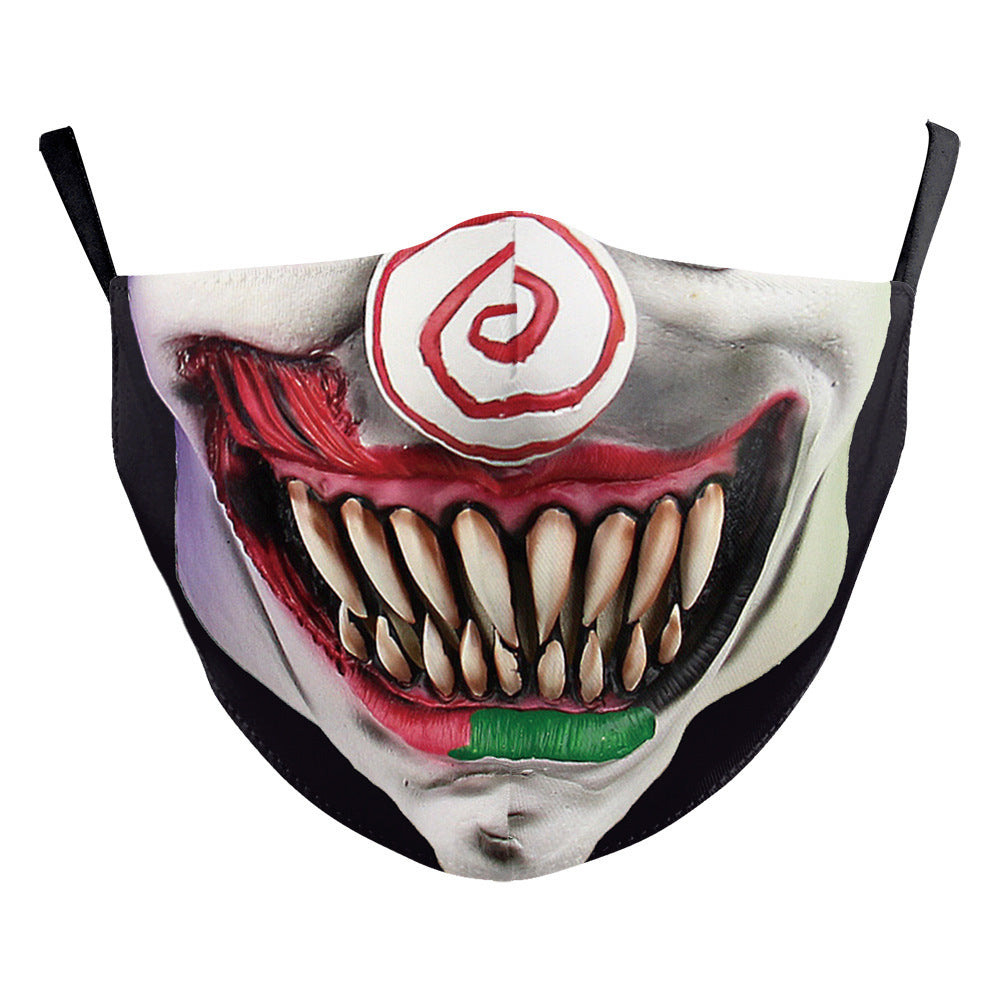 Halloween Digital Printing Funny Horror Face Double Layer Dust Mask