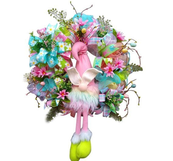 Easter Decoration Festival Scene Wreath Decorations, Easter gnomes, Bunny gnomes, Spring gnomes, Pastel gnomes, Egg gnomes, Chick gnomes, Floral gnomes, Garden gnomes, Basket gnomes, Easter decorations, Rustic gnomes, Happy Easter gnomes, Peep gnomes.