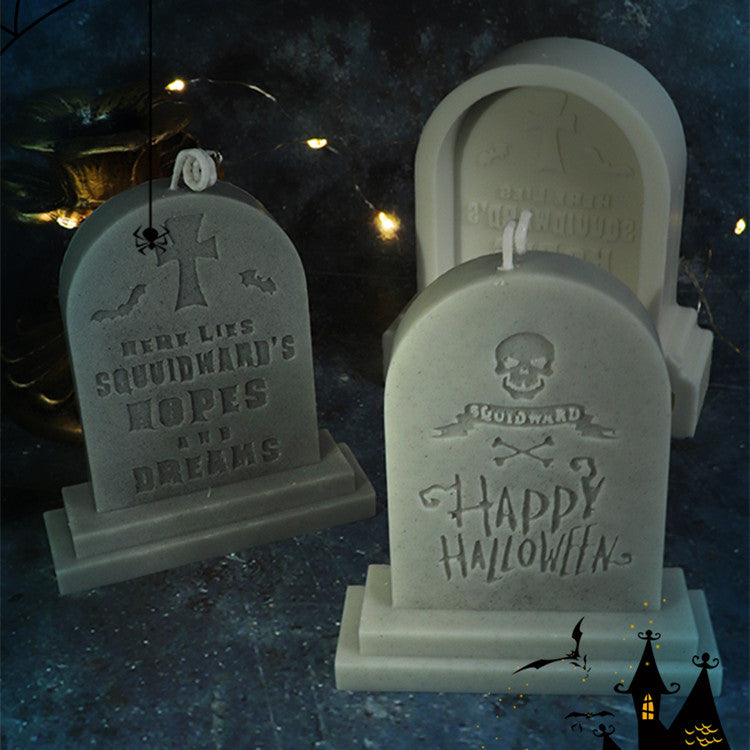 Halloween Tombstone Shape Aroma Plaster Flip Sugar Silicone Mold, Silicone candle molds, Christmas tree candle molds, Halloween pumpkin candle molds, Easter egg candle molds, Animal candle molds, Sea creature candle molds, Fruit candle molds, Geometric candle molds, Abstract candle molds, DIY candle making molds,