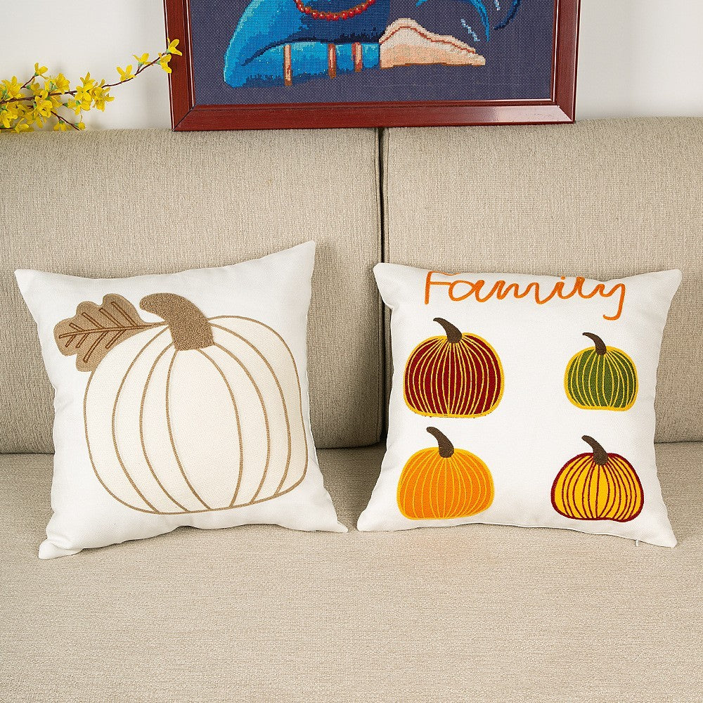 Pumpkin Embroidered Halloween Pillow Cover Lumbar Support