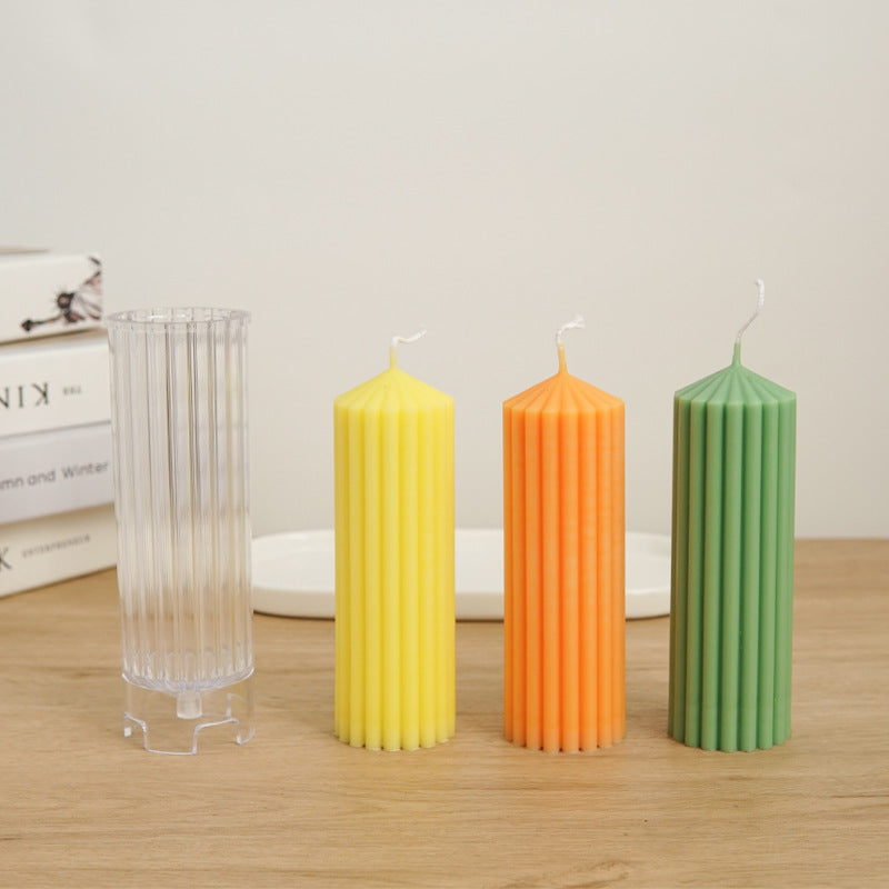 Vertical Striped Cylindrical Acrylic Computer Plastic Candle Mold, Silicone candle molds, Geometric candle molds, DIY candle making molds, Aromatherapy Candle, Sented candle, candles, 