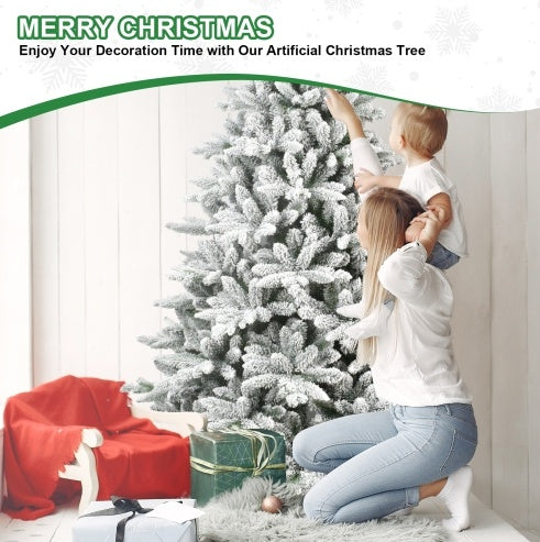 5FT PE&PVC Flocked Artificial Christmas Tree ,With 768 Branch Tips And Metal Stand,Foldable Fake Tree With Realistic Snowy Foliage For Home Decoration, Christmas tree, Artificial Christmas tree, Real Christmas tree, Miniature Christmas tree, Tabletop Christmas tree, Pre-lit Christmas tree, Flocked Christmas tree, White Christmas tree, Black Christmas tree, Ceramic Christmas tree, Christmas tree topper, Christmas tree skirt, Christmas tree stand, Christmas tree storage bag, Christmas ornaments,