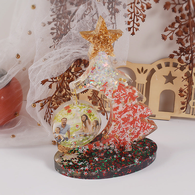 Crystal Glue Resin Christmas Tree Photo Frame Silicone Mold