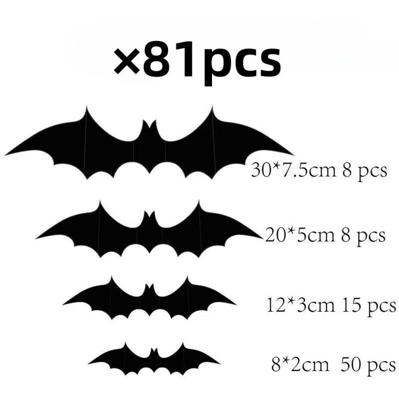 Halloween Decorative Wall Black Stickers Three-dimensional Bat Holiday Party