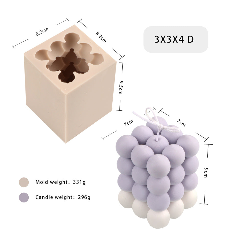 Silicone Square Three-dimensional Geometry Drill Face Rubik's Cube Aromatherapy Gypsum Liquid Silicone Candle Fondant Mold