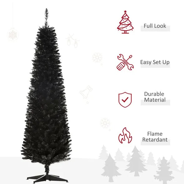 6 Ft Artificial Pencil Halloween Tree, Slim Xmas Tree With 390 Realistic Branch Tips And Plastic Stand, Black, Halloween decorations items, Halloween costumes, Halloween masks, Halloween props, Halloween animatronics, Halloween inflatables, Halloween lights, Halloween fog machines, Halloween spider webs, Halloween lanterns, Halloween banners, Halloween streamers, Halloween tableware, Halloween centerpieces, Halloween party favors, Halloween yard stakes, Halloween tombstones, Halloween candles, Halloween 