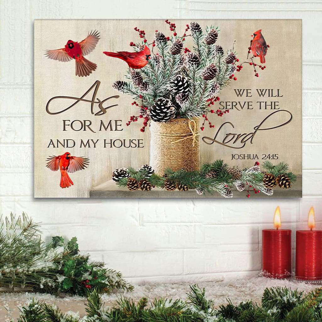 As For Me And My House Christmas Wall Art Canvas Decoration, Christmas Decoration, Christmas Decoration Painting, Christmas Wall Art, Christmas Canvas Decoration, 