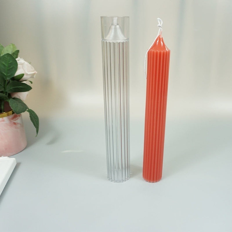 Vertical striped pointed long pole candle mould