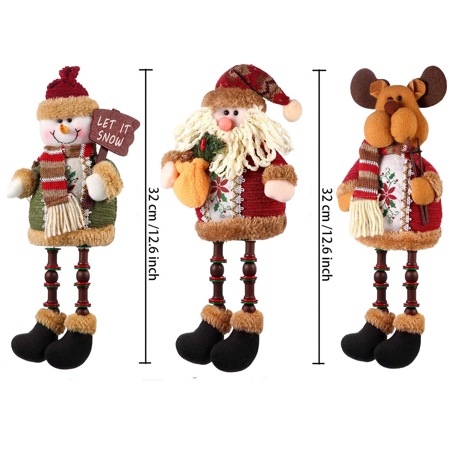 Christmas Old Man Snowman Elk Shape Baby Doll Ornaments