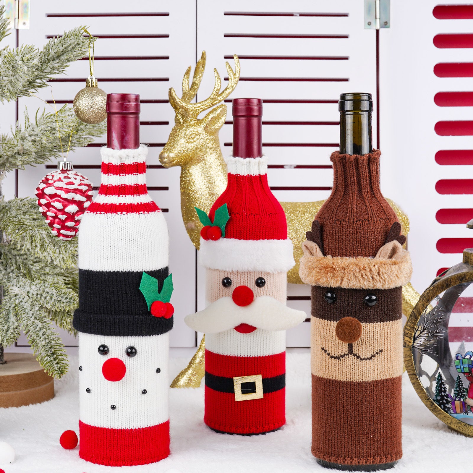 Home Fashion Simple Christmas Decorations Bottle Cover