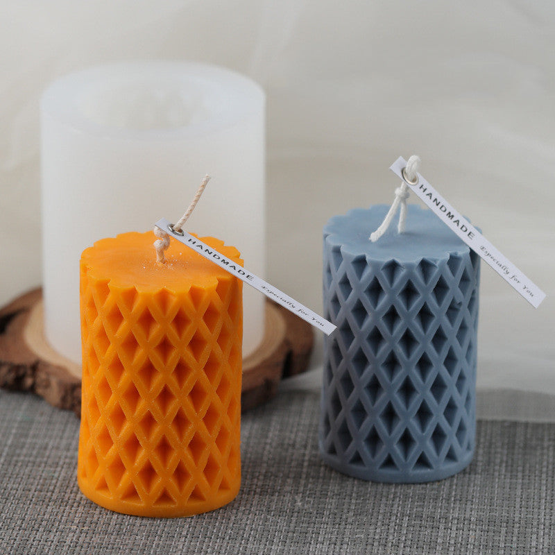 Mesh Cylindrical Candle Mold Korean Style Small, Geometric candle molds, Abstract candle molds, DIY candle making molds, Silicone candle molds, 