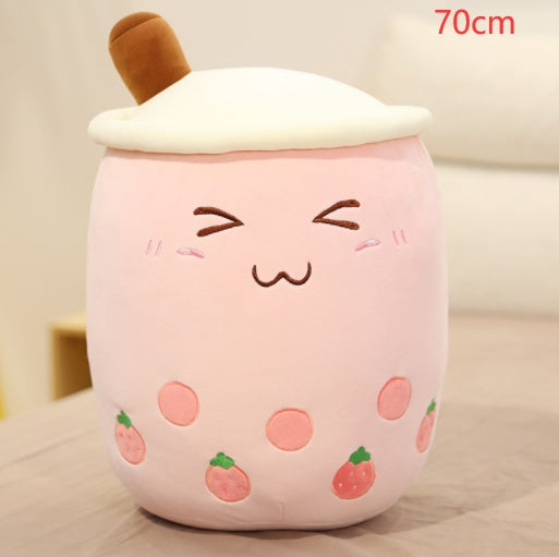 Cute Fruit Drink Plush Soft Strawberry Milk Tea Stuffed Animals