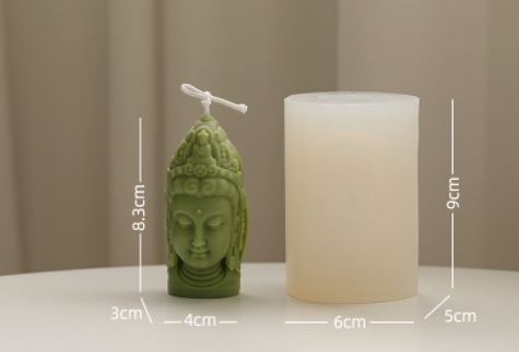 Three Faced Buddha Head Chinese Element Shape Candle Diy Silicone Mold, Geometric candle molds, Abstract candle molds, DIY candle making molds, Aromatherapy candle decoration, Scented Candle, Silicone candle molds,