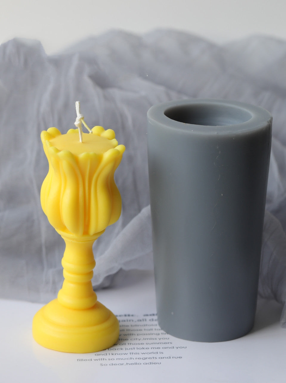 Tulip Candlestick candle mould, Geometric candle molds, Abstract candle molds, DIY candle making molds, Silicone candle molds, 