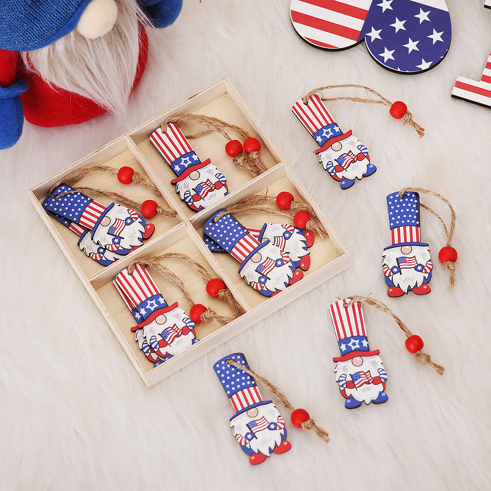 Independence Day National Day Creative Four-grid Faceless Doll Wooden Painted Pendant, 4th of July decorations, American flag decorations, Patriotic decorations, Red, white and blue decorations, July 4th wreaths, July 4th garlands, July 4th centerpieces, Fireworks decorations, July 4th banners, July 4th streamers, July 4th balloons, July 4th table runners, July 4th tablecloths, July 4th lights, July 4th outdoor decorations, Patriotic yard stakes, Patriotic inflatables, Patriotic door wreaths, 