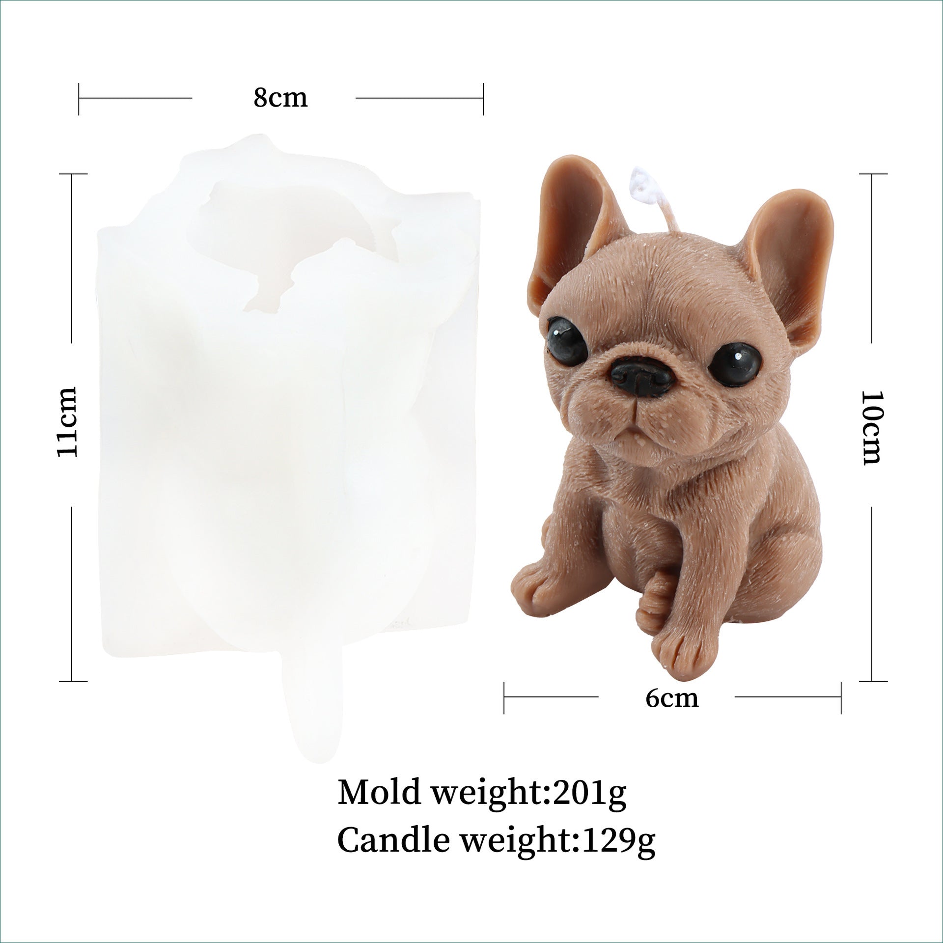 Pug Candle Mold Cartoon Handmade Aromatherapy Silicone Mold