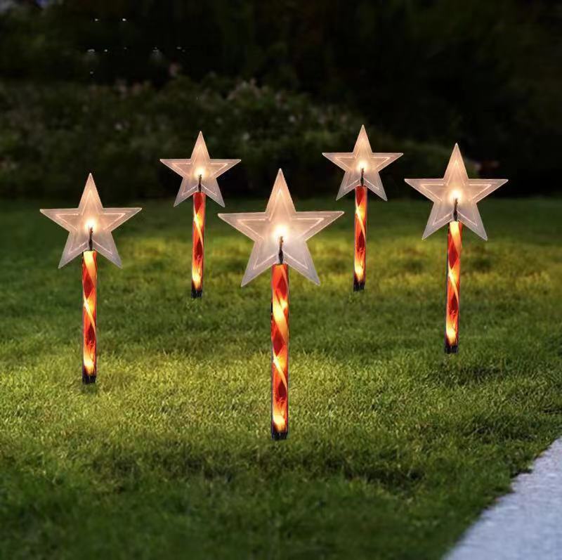 Led Solar Ground Lamp Courtyard Five-pointed Star Christmas Tree Snowflake Decorative Light, Christmas Outdoor Lights, christmas Decoration Lights