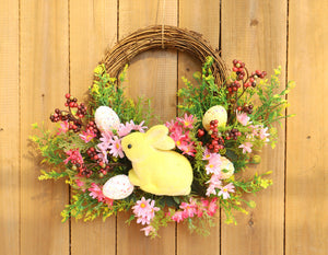 Easter Egg Rattan Wreath Door Hanging Decoration Simulation Wreath