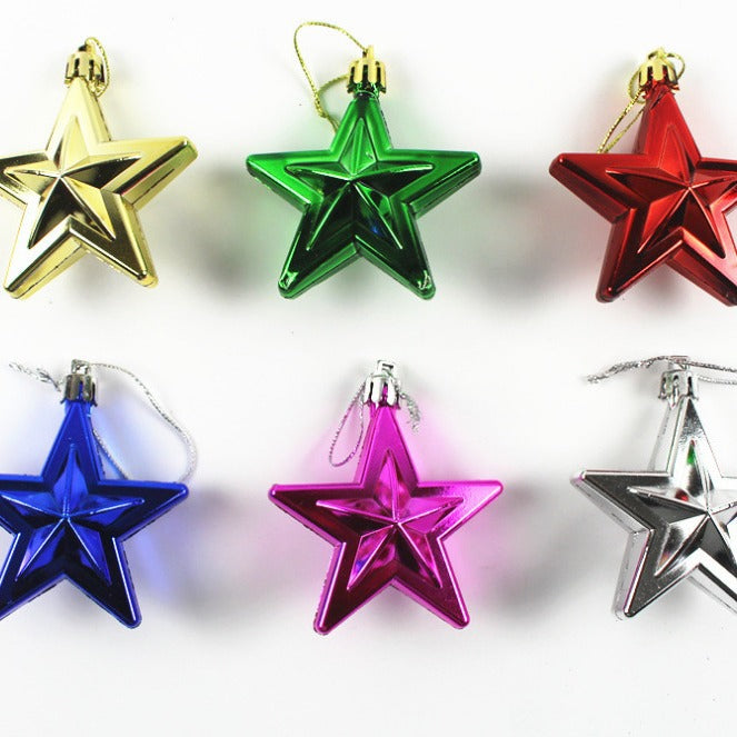 Patriotic Ball 7CM Three-dimensional Christmas Five-pointed Star Labor Day Party Christmas Tree Decorative Small Pendant