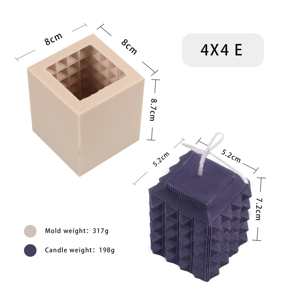 Silicone Square Three-dimensional Geometry Drill Face Rubik's Cube Aromatherapy Gypsum Liquid Silicone Candle Fondant Mold