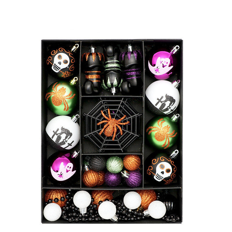 Halloween Painted Skull Plastic Ball Hanging Decoration Set