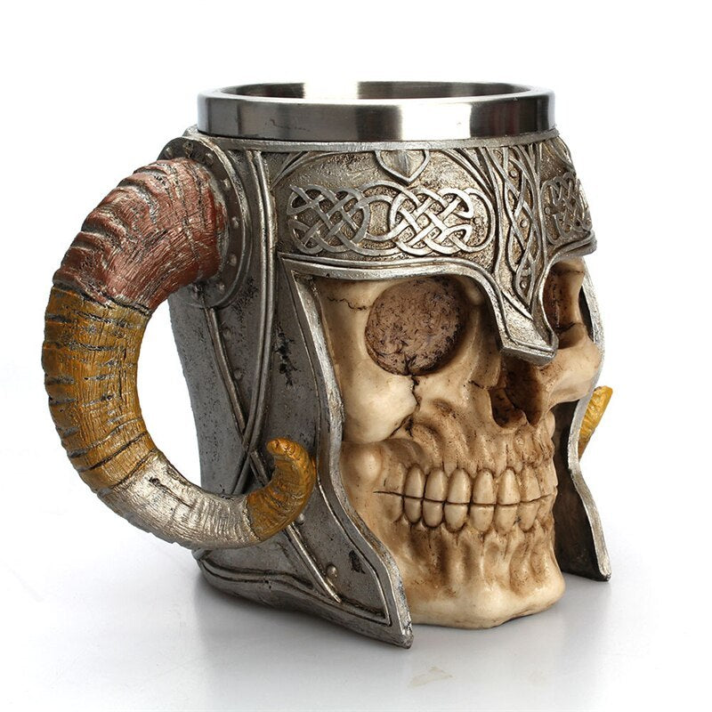 Tall Skull Helmet Cup Halloween Stainless Steel Inner Water Cup