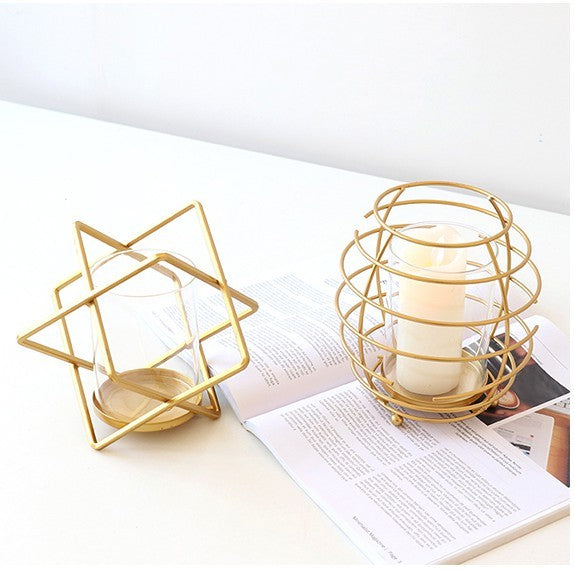 Nordic home decoration wrought iron candle holder ornaments