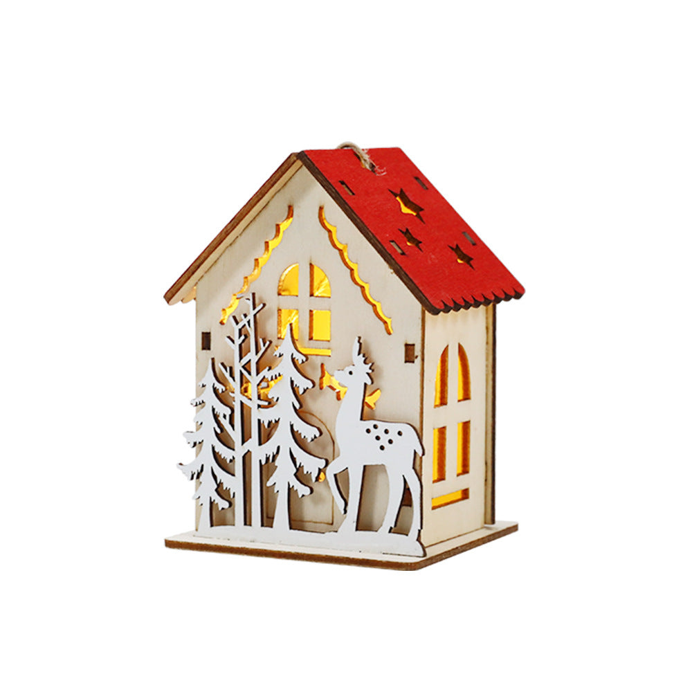 Christmas Decoration Wooden House LED Luminous Small House, Christmas Decoration House, Christmas decoration Ornaments, Christmas wooden Decoration, Christmas Wooden house,  Christmas LED Small House 