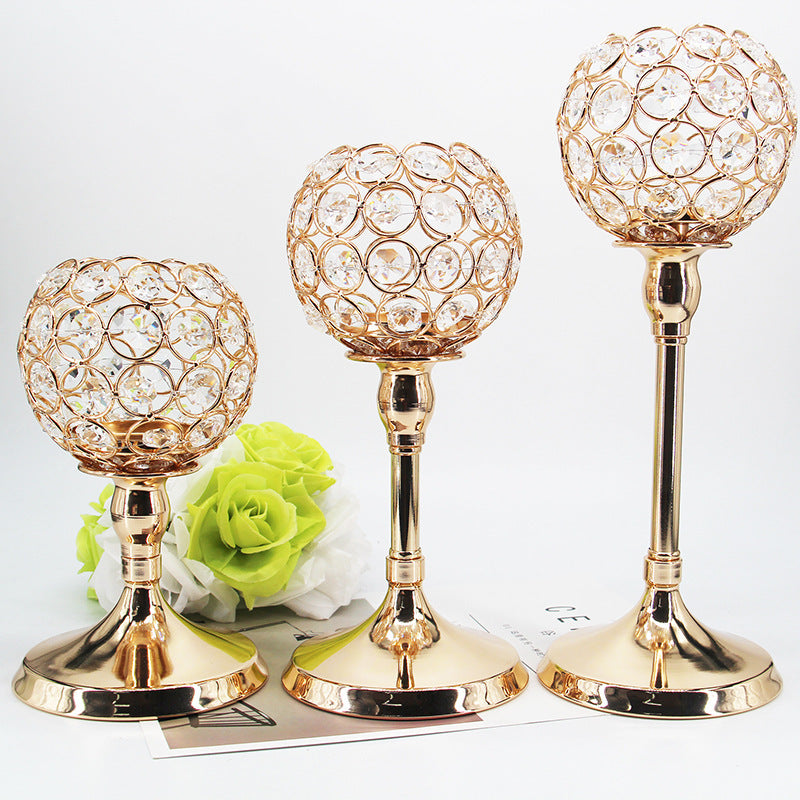 Creative golden crystal candle holder ornaments