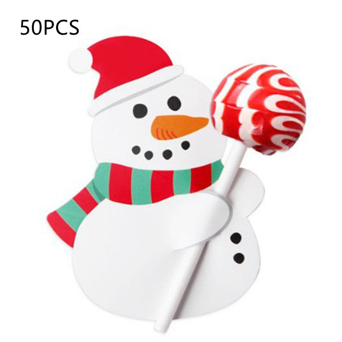 Christmas Snowman Lollipop Decorative Paper Card DIY Decoration