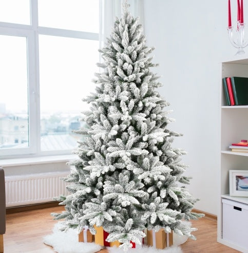 7FT PE & PVC Flocked Artificial Christmas Tree ,With 1514 Branch Tips And Metal Stand,Foldable Fake Tree With Realistic Snowy Foliage For, Christmas tree, Artificial Christmas tree, Real Christmas tree, Miniature Christmas tree, Tabletop Christmas tree, Pre-lit Christmas tree, Flocked Christmas tree, White Christmas tree, Black Christmas tree, Ceramic Christmas tree, Christmas tree topper, Christmas tree skirt, Christmas tree stand, Christmas tree storage bag, Christmas ornaments, Glass Christmas ornaments,