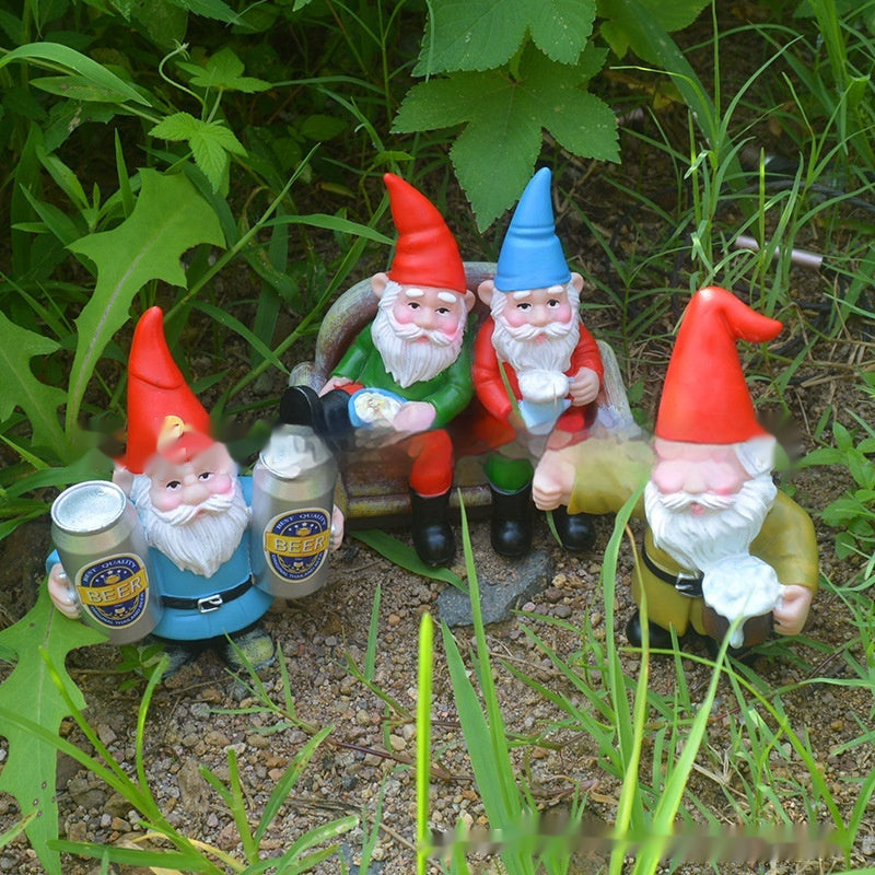 Drinking Beer Garden Gnomes Decoration Sofa Statue