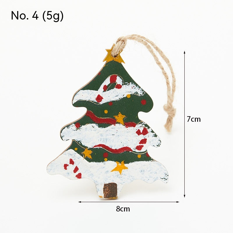 Wooden Christmas Tree Pendant Table Decoration Mini Retro Decorations