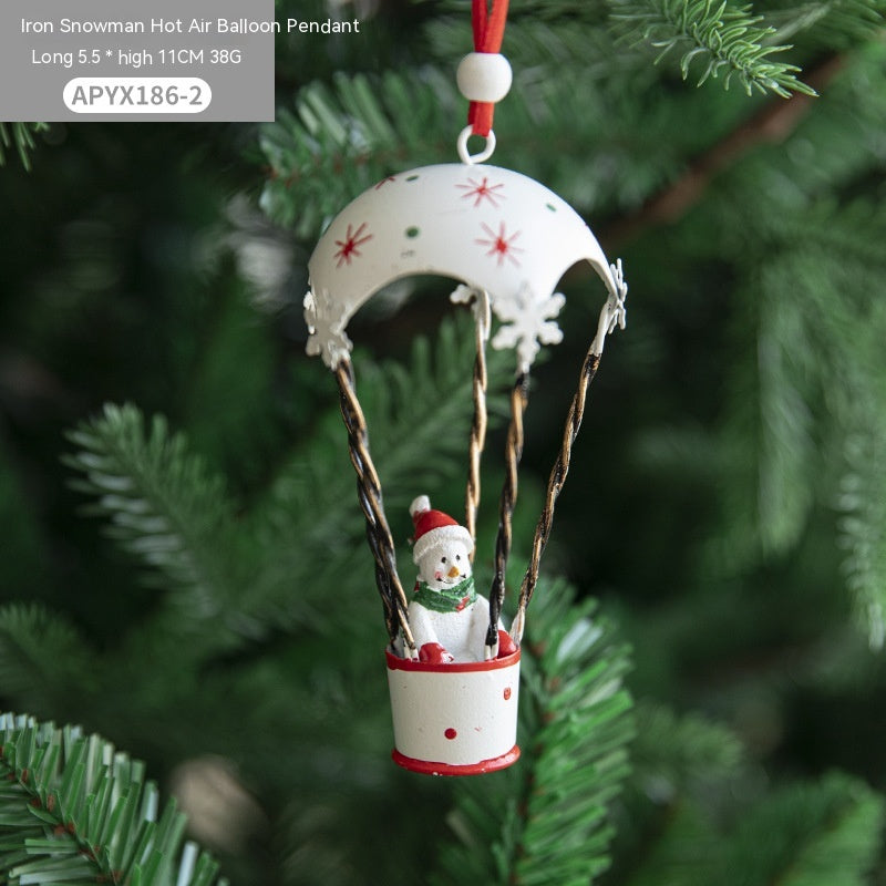 Nordic Iron Christmas Hot Air Balloon Parachute Pendant Creative Decorations Tree Charms Hangings