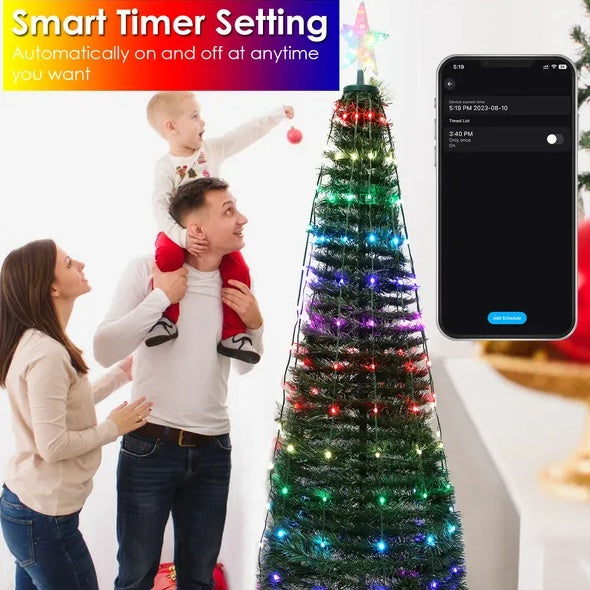 LED Lights Collapsible Christmas Tree Light With Remote App Control IP65 Waterproof Customized Multi-Color Mode Timer Setting Work With Alexa Google