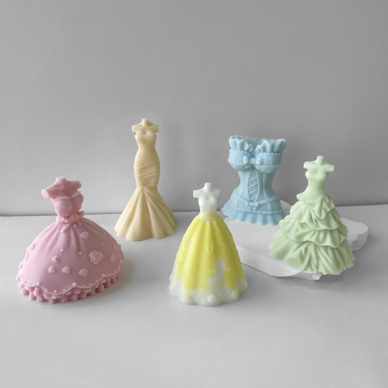 A Variety Of 3D Stereo Wedding Dress Mold DIY, Silicone candle molds, Christmas tree candle molds, Halloween pumpkin candle molds, Easter egg candle molds, Animal candle molds, Sea creature candle molds, Fruit candle molds, Geometric candle molds, Abstract candle molds, DIY candle making molds,