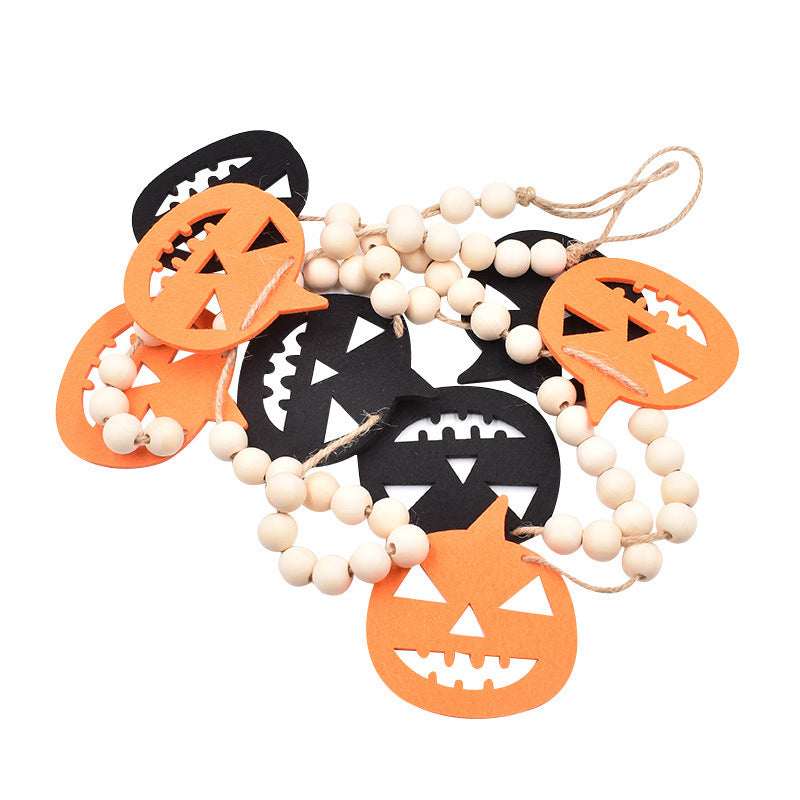 Halloween Hemp Rope Wooden Beads Creative Festival Wall Decoration Pendant