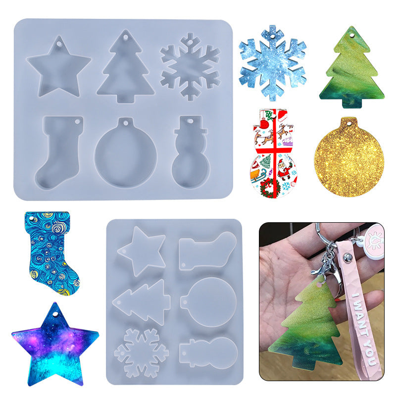 Crystal Glue Christmas Snowflake Snowman Silicone Mold