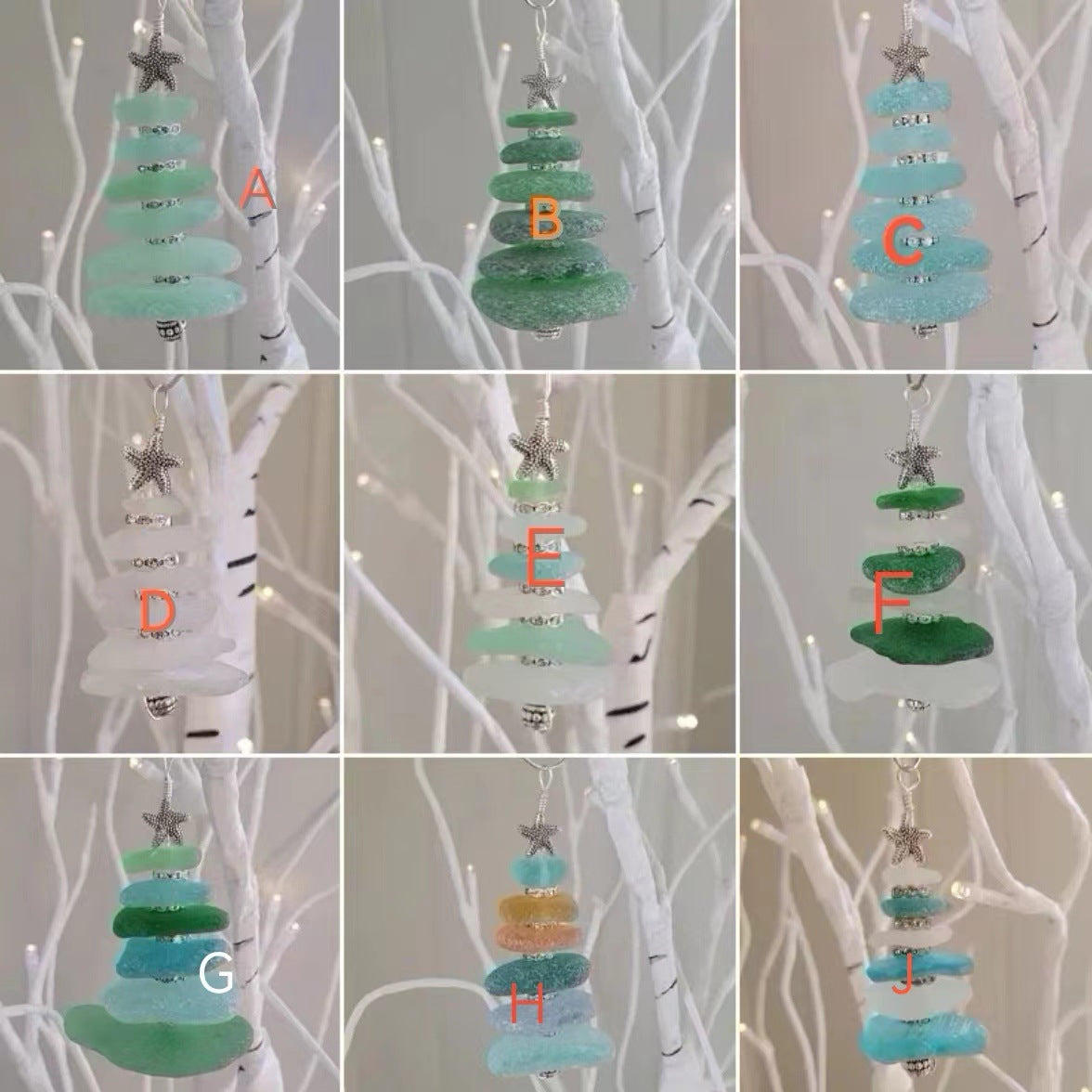 Marine Christmas Tree Decoration Pendant Christmas Sea Glass Hanging